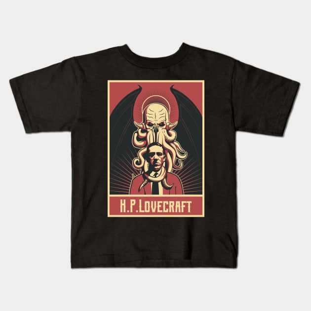 Cthulhu vs Lovecraft Kids T-Shirt by FairyTees